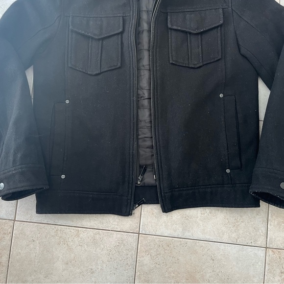 Guess Men’s Small Coat Jacket With removable Hoodie, Black - Picture 7 of 7